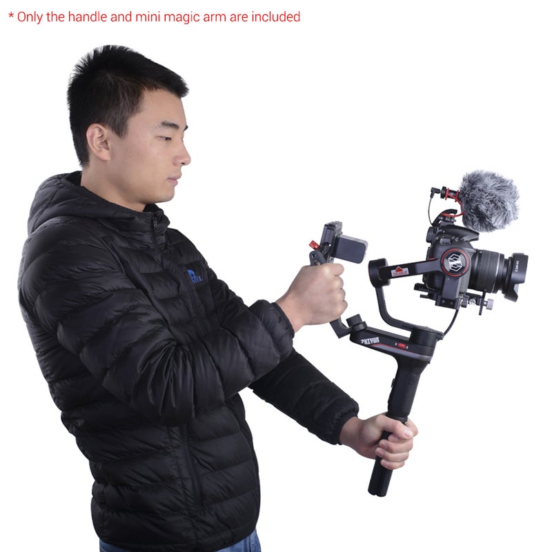 Handle Hand Grip Extension Rod Holder With Mini Magic Arm Strap Black