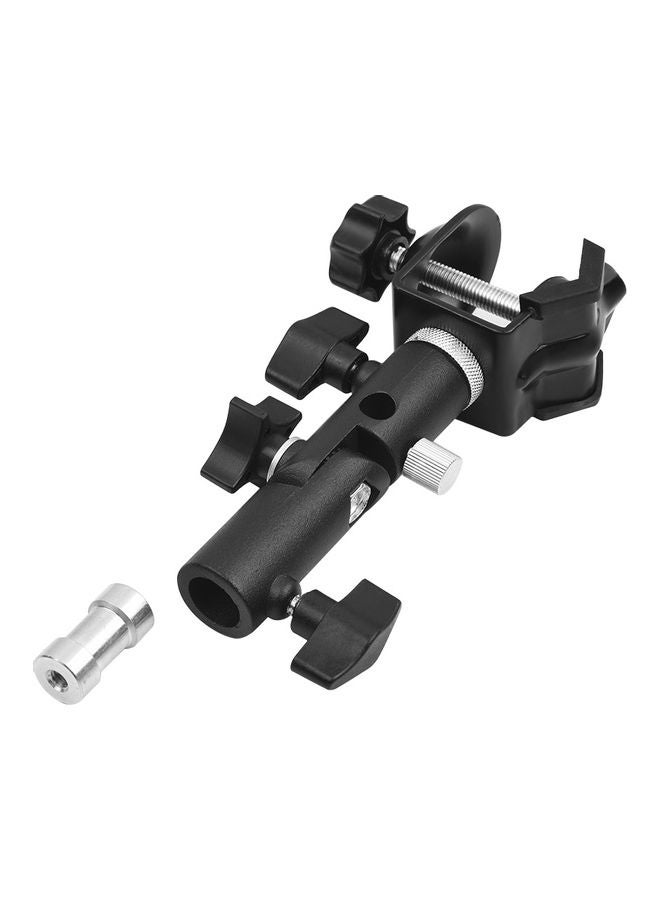 Multi-functional C-Clamp Clip Mount and Light Stand Mount Bracket with Umbrella Reflector Holder For Studio Photography Black