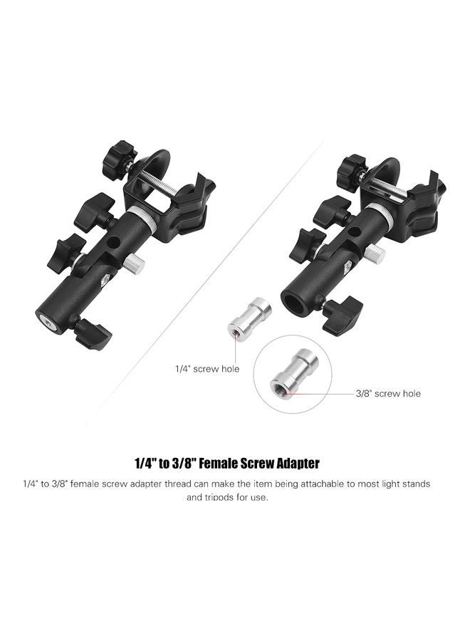 Multi-functional C-Clamp Clip Mount and Light Stand Mount Bracket with Umbrella Reflector Holder For Studio Photography Black