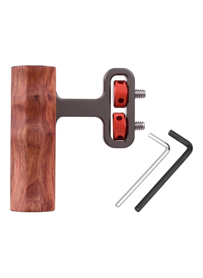 Wooden Handle Side Hand Grip Universal Camera Cage Brown