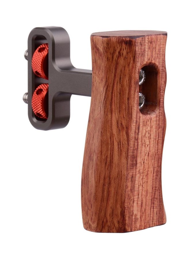 Wooden Handle Side Hand Grip Universal Camera Cage Brown
