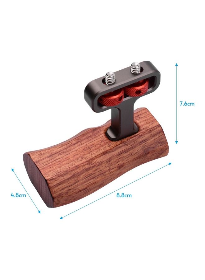 Wooden Handle Side Hand Grip Universal Camera Cage Brown