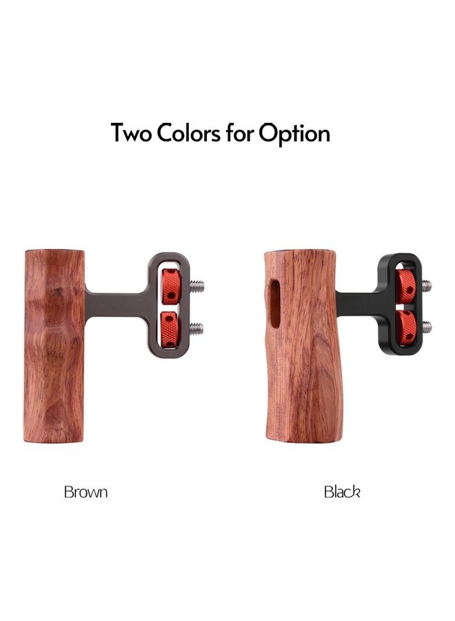 Wooden Handle Side Hand Grip Universal Camera Cage Brown