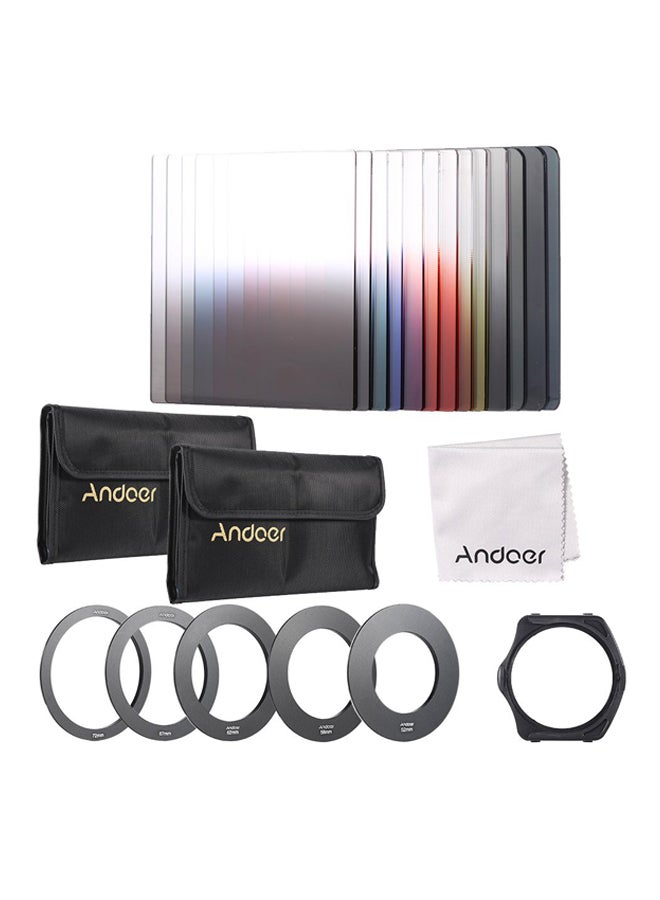 13-Piece Square Gradient Filter Bundle Kit Black/BLue/Red
