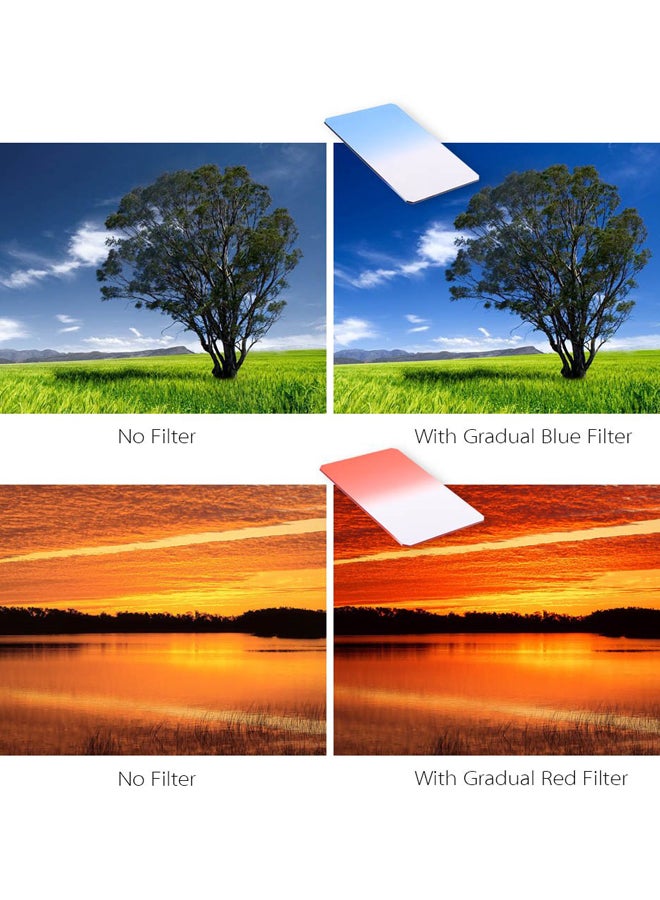 13-Piece Square Gradient Filter Bundle Kit Black/BLue/Red