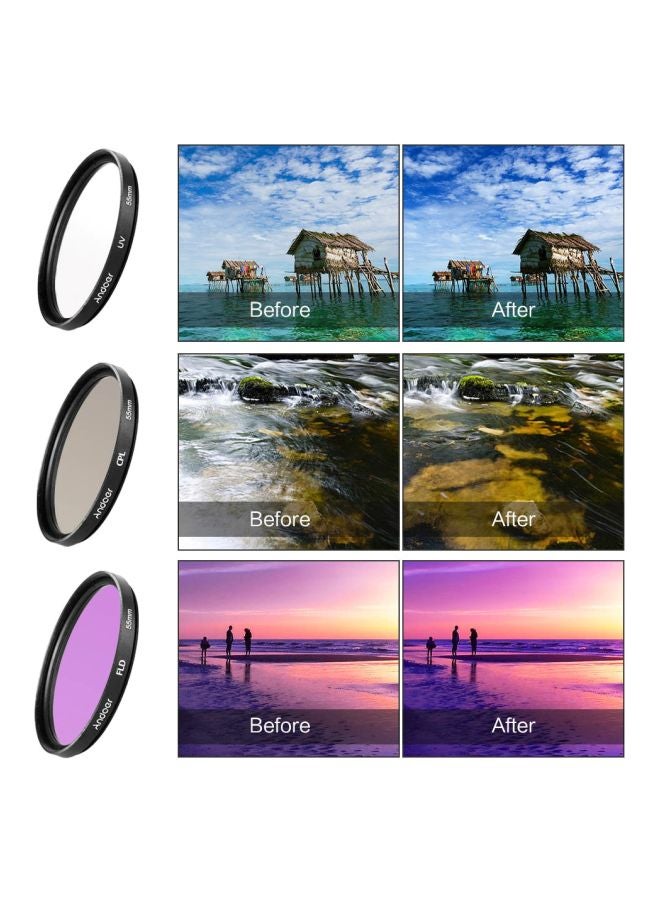 Camera Lens Filter Kit Black/White/Clear