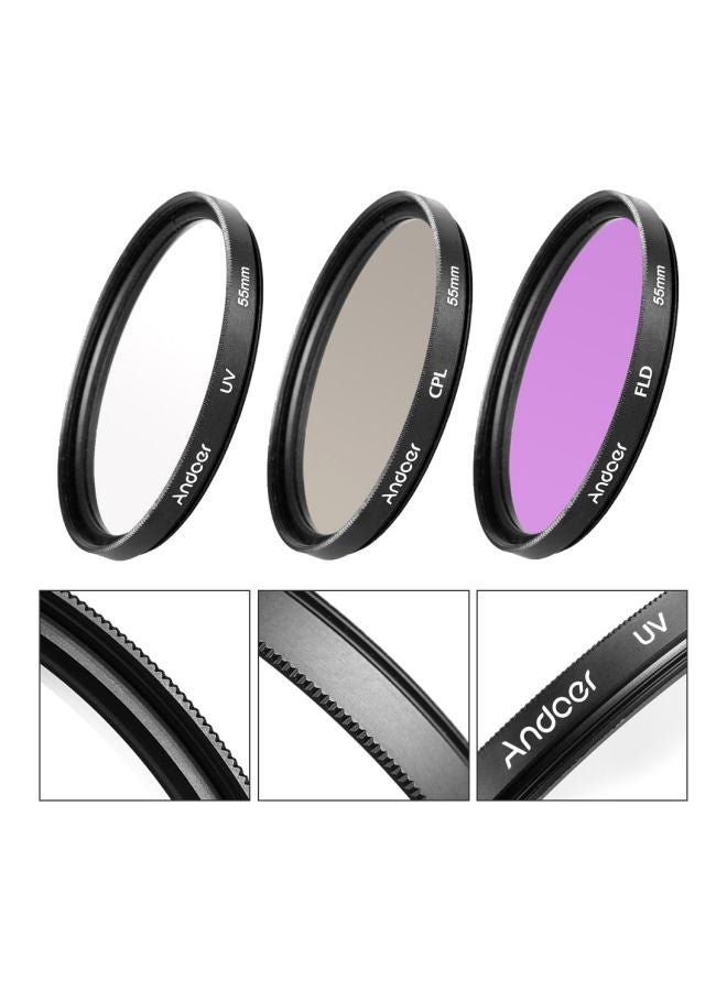 Camera Lens Filter Kit Black/White/Clear