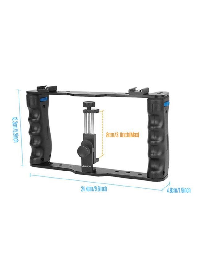 Professional Dual Smartphone Bracket Holder Black/Silver