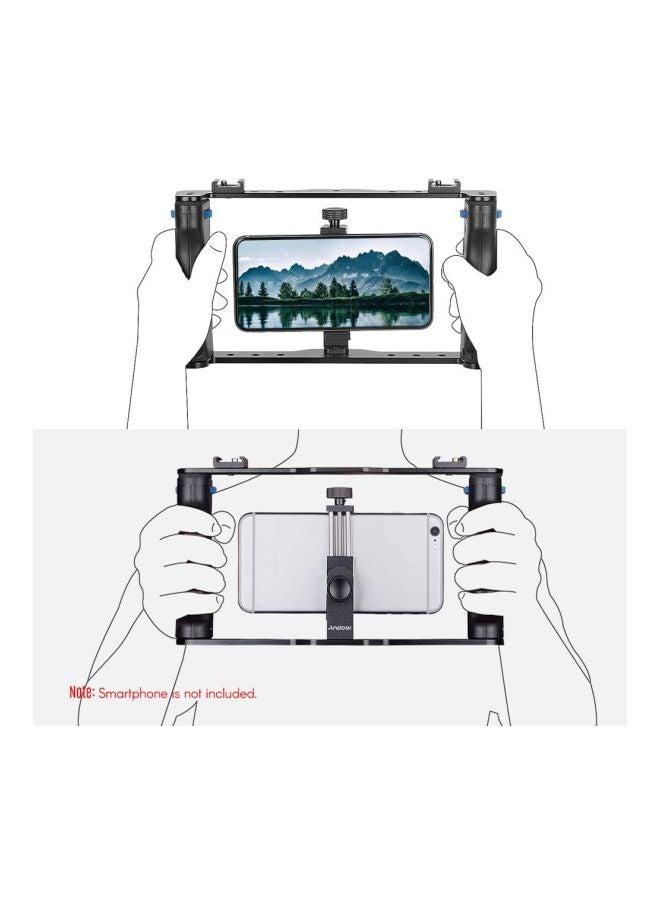 Professional Dual Smartphone Bracket Holder Black/Silver