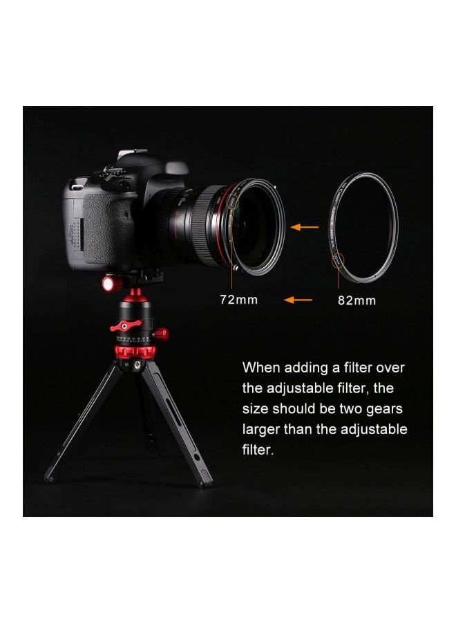 2-in-1 Variable Adjustable ND Filter For Canon/Sony/Nikon Camera Lens Black