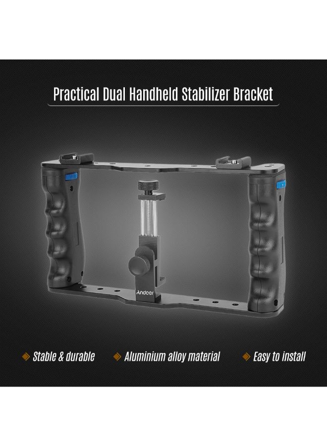Professional Dual Handheld Smartphone Photographic Bracket Black