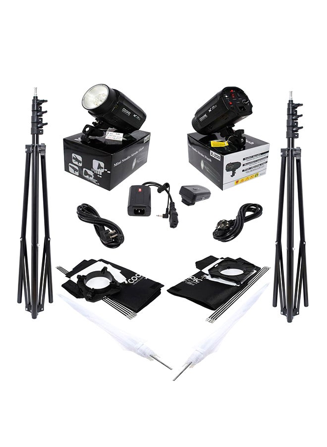 X-250 Photo Studio Strobe Flash Light Full Kit Black
