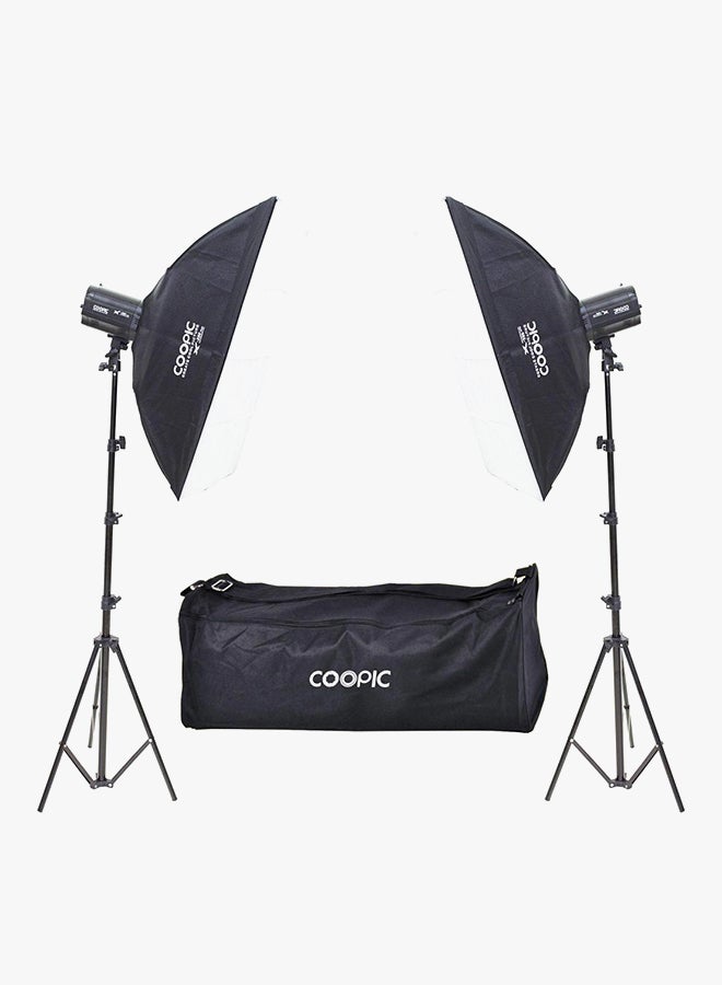 X-250 Photo Studio Strobe Flash Light Full Kit Black