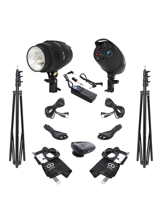 M-300 Photo Studio Strobe Flash Light Full Kit Black