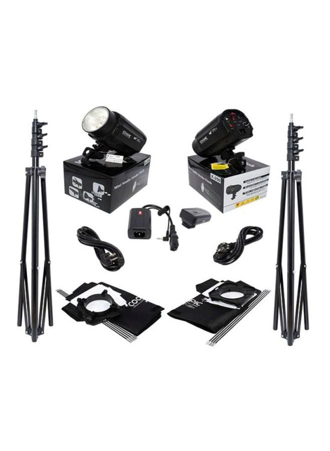 X-250 Photo Studio Strobe Flash Light And Softbox Lighting Kit Black