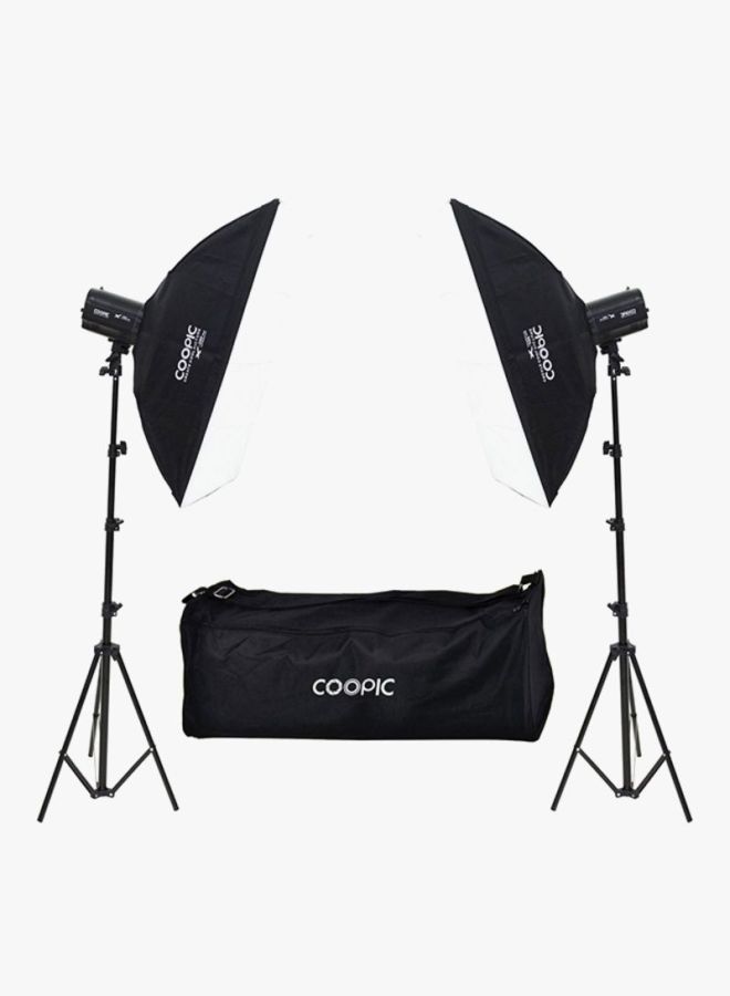 X-250 Photo Studio Strobe Flash Light And Softbox Lighting Kit Black