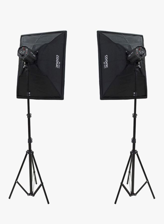 X-250 Photo Studio Strobe Flash Light And Softbox Lighting Kit Black