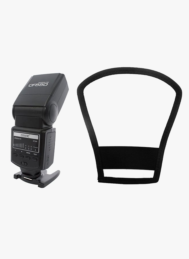 Cf550 Flash With Silver/White Diffuser Softbox Reflector For All Nikon And Canon DSLR Cameras Black