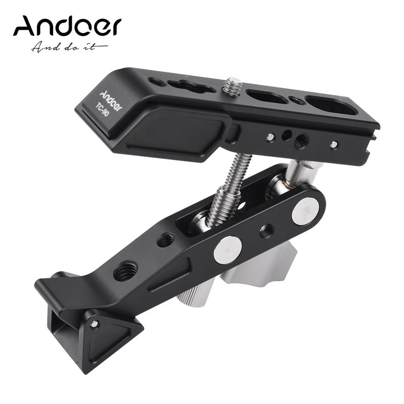 Andoer TC-90 Heavy Duty Clamp Mount Photography Camera Bracket Black