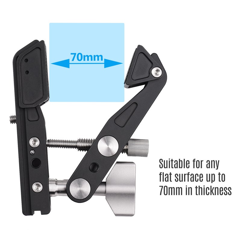 Andoer TC-90 Heavy Duty Clamp Mount Photography Camera Bracket Black