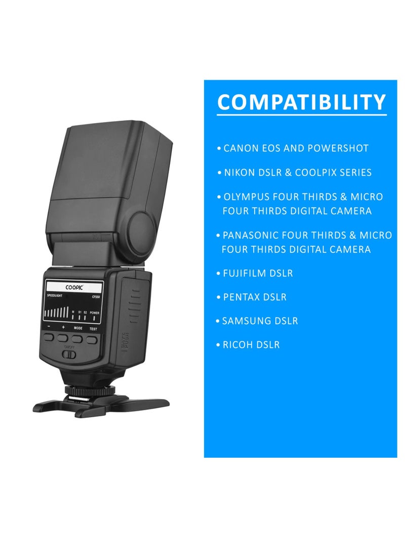 COOPIC CF550 Speedlite s1, s2 wireless trigger Flash Compatible with Canon Nikon Panasonic Olympus Pentax and Other DSLR Digital Cameras with Standard Hot Shoe
