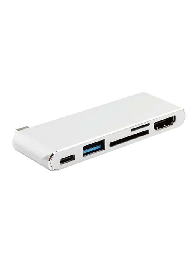 USB C Type C Hub HDMI USB-C Hub USB Splitter 3.0 Adapter TF Card Reader Type C White