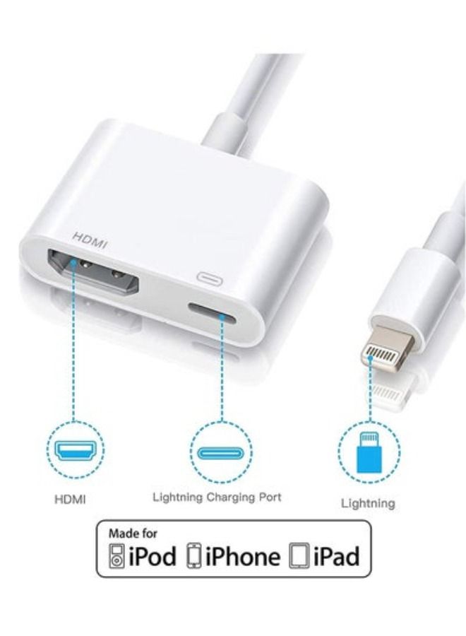 Lightning to HDMI Digital AV Adapter,4K 1080P Video & Audio Sync Screen Connector AV Adapter with Charging Port for iPhone, iPad, iPod to HD TV/Projector/Monitor