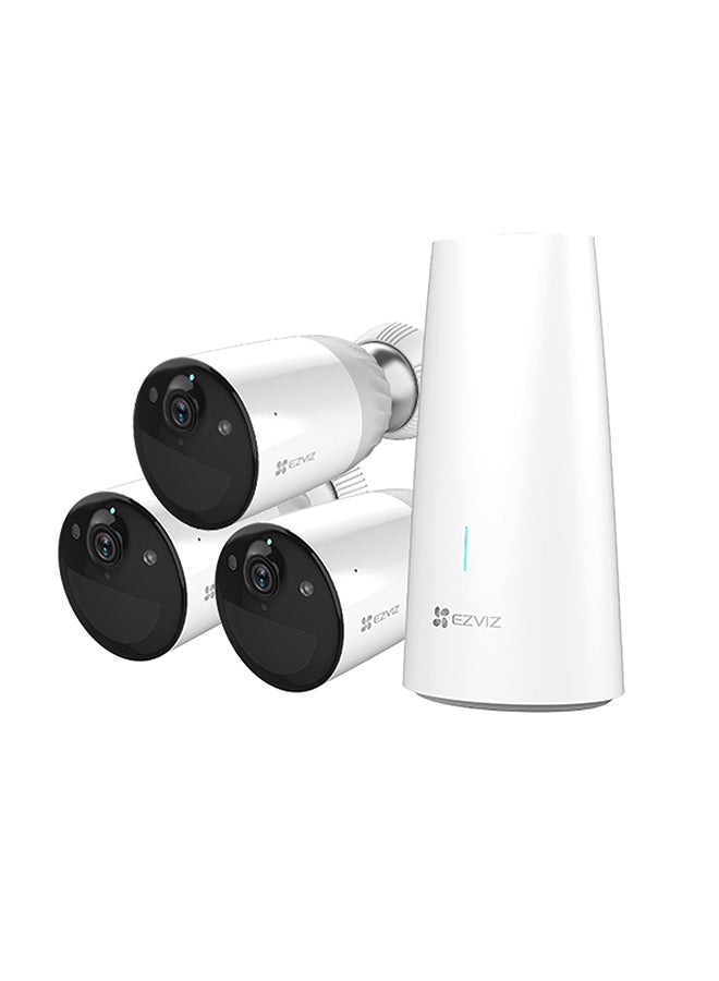 3-Piece Wireless Home Security Camera With 365 Days Battery Life White