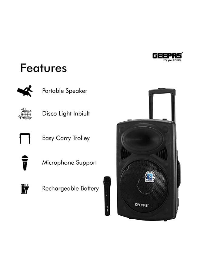 Rechargeable Portable Trolley Speaker System With USB/Bluetooth/SD Card Slots/FM Radio GMS8519 Black