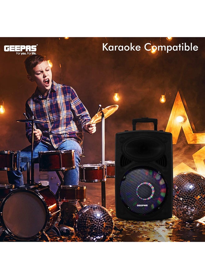 Rechargeable Portable Trolley Speaker System With USB/Bluetooth/SD Card Slots/FM Radio GMS8519 Black