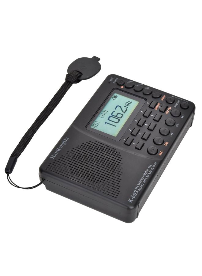 USB MP3 Portable Digital Recorder Radio HRD-603 Black