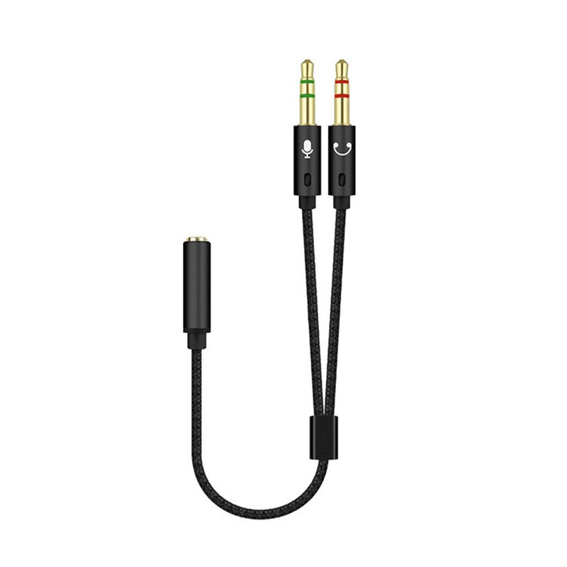 2-In-1 3.5mm Jack 1 Female To 2 Male Adapter Cable V7780B_P Black