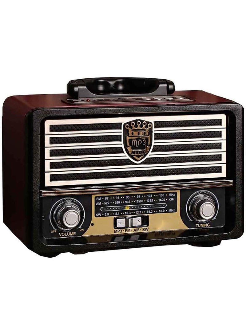 Portable Wooden Radio Wireless Bluetooth Speaker AM FM Radio, with Remote Control Radio for Home Office (A)02