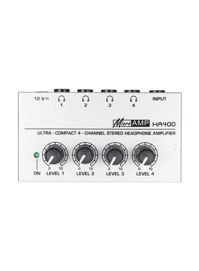 4-Channel Mini Audio Stereo Headphone Amplifier HA400 Silver/Black
