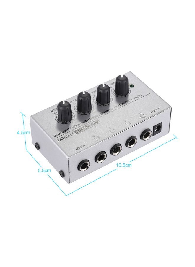 4-Channel Mini Audio Stereo Headphone Amplifier HA400 Silver/Black