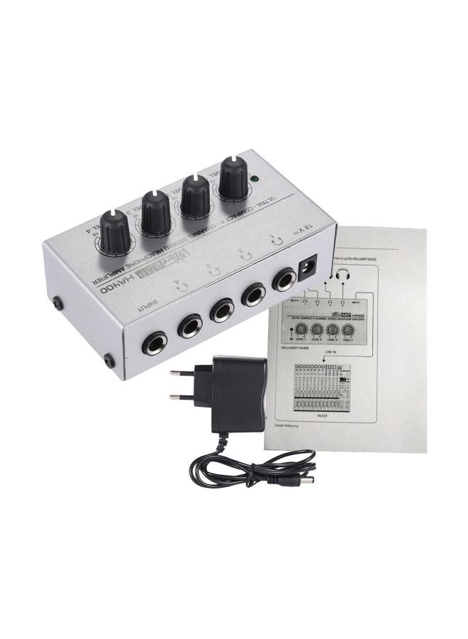 4-Channel Mini Audio Stereo Headphone Amplifier HA400 Silver/Black