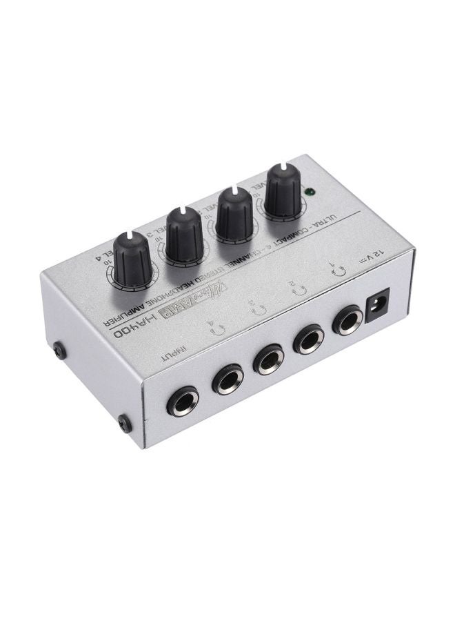 4-Channel Mini Audio Stereo Headphone Amplifier HA400 Silver/Black