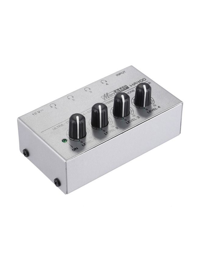 4-Channel Mini Audio Stereo Headphone Amplifier HA400 Silver/Black