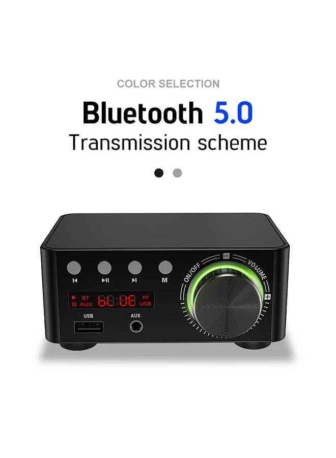 Digital Bluetooth 5.0 HiFi Power Audio Amplifier USB TF Card MP3 Music Player XDY37883 Black