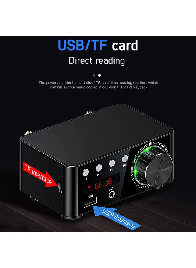 Digital Bluetooth 5.0 HiFi Power Audio Amplifier USB TF Card MP3 Music Player XDY37883 Black