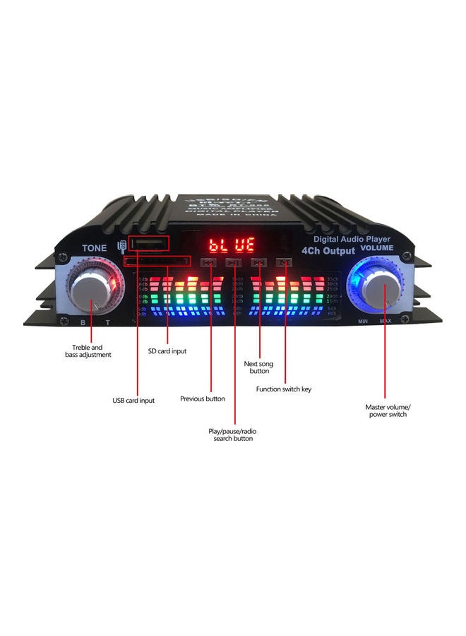 USB Mini Digital Display Power Amplifier BT-998 Black