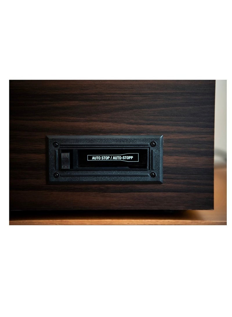 Victrola Empire 6 in 1 Bluetooth Vinyl Record Player with 3 Speed Turntable CD Player Cassette Player Radio Built in Speakers Aux In RCA Line Out Complete Wooden Music Center