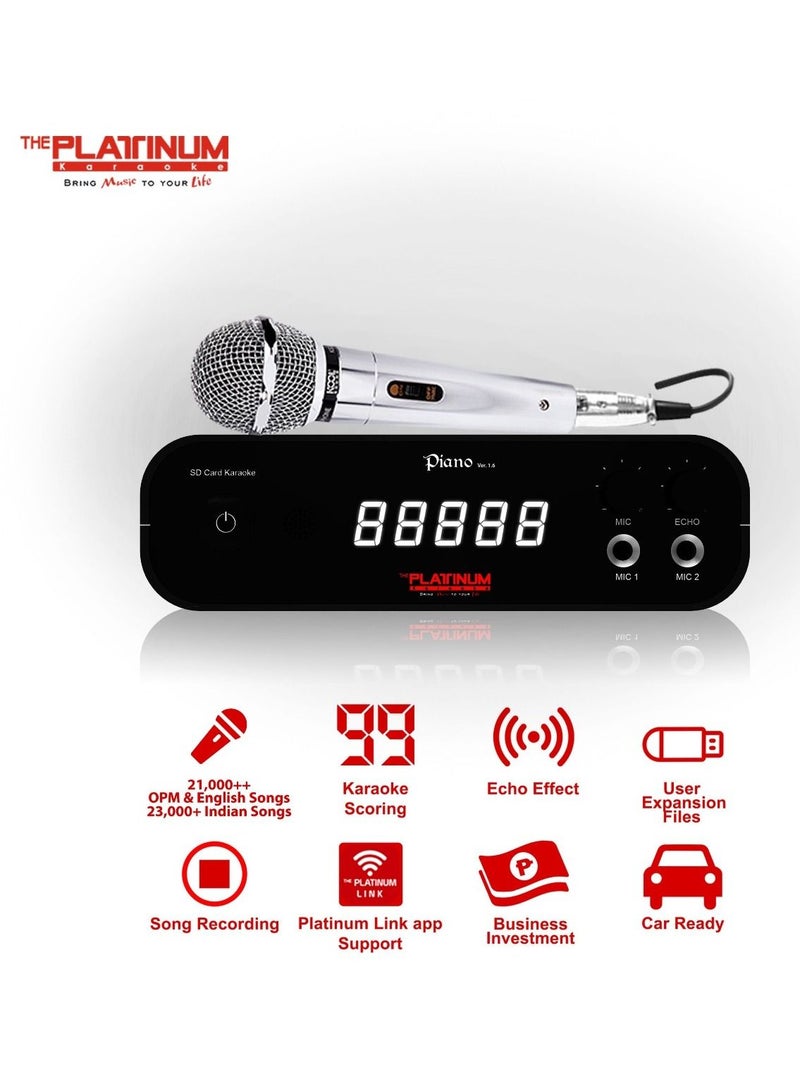PLATINUM PIANO V1.6 KARAOKE PLAYER WITH KS5000 WIRED MIC COMBO HUGE SONG LIBRARY 23000+ MIXED LANGUAGE INDIAN ENGLISH & OPM FILIPINO TAGALOG SONGS