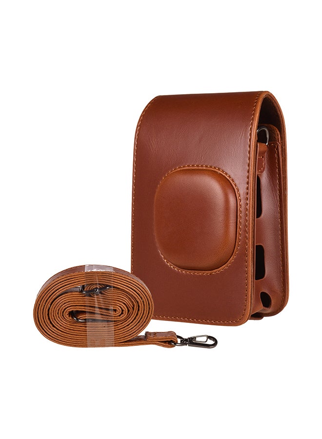 Portable PU Leather with Shoulder Strap Camera Case Brown