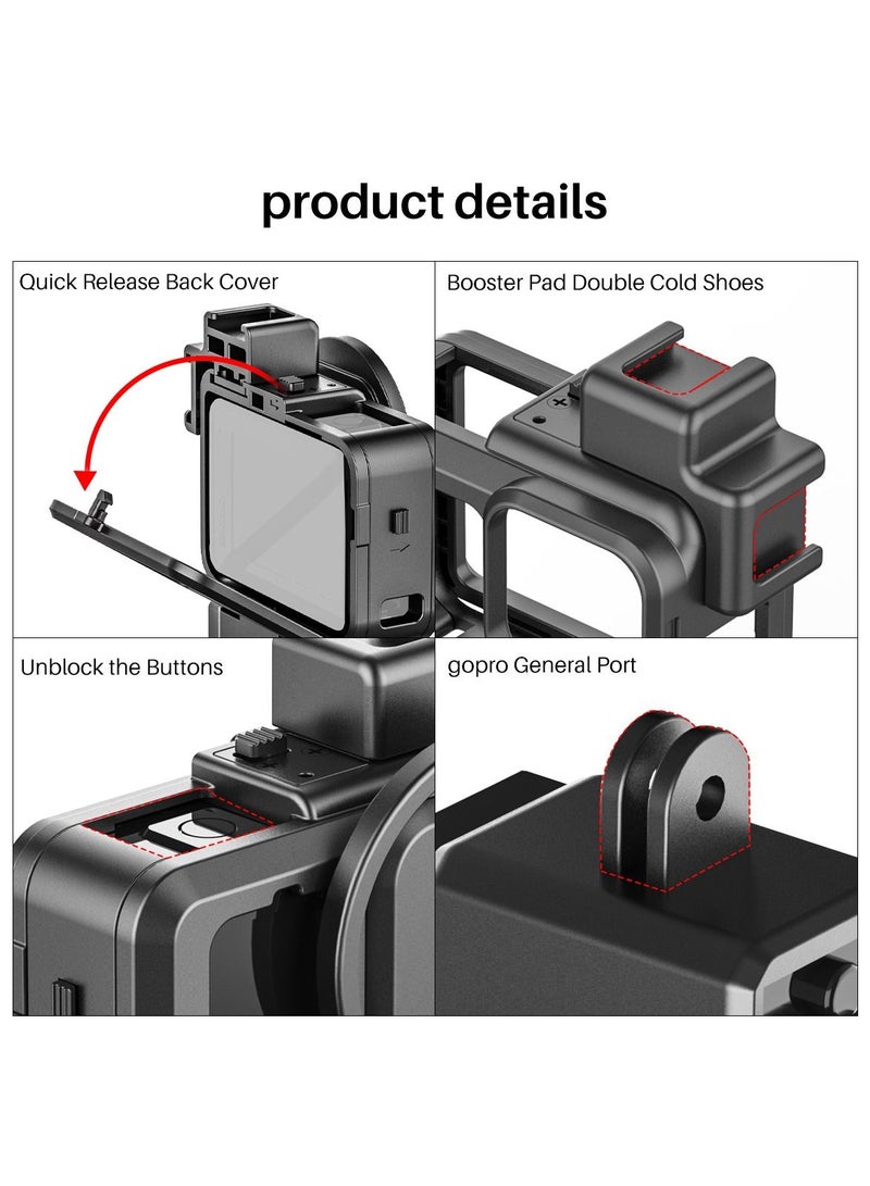 G9-4 Action Camera Video Cage Plastic Vlog Case Protective Housing for GoPro Hero9/10