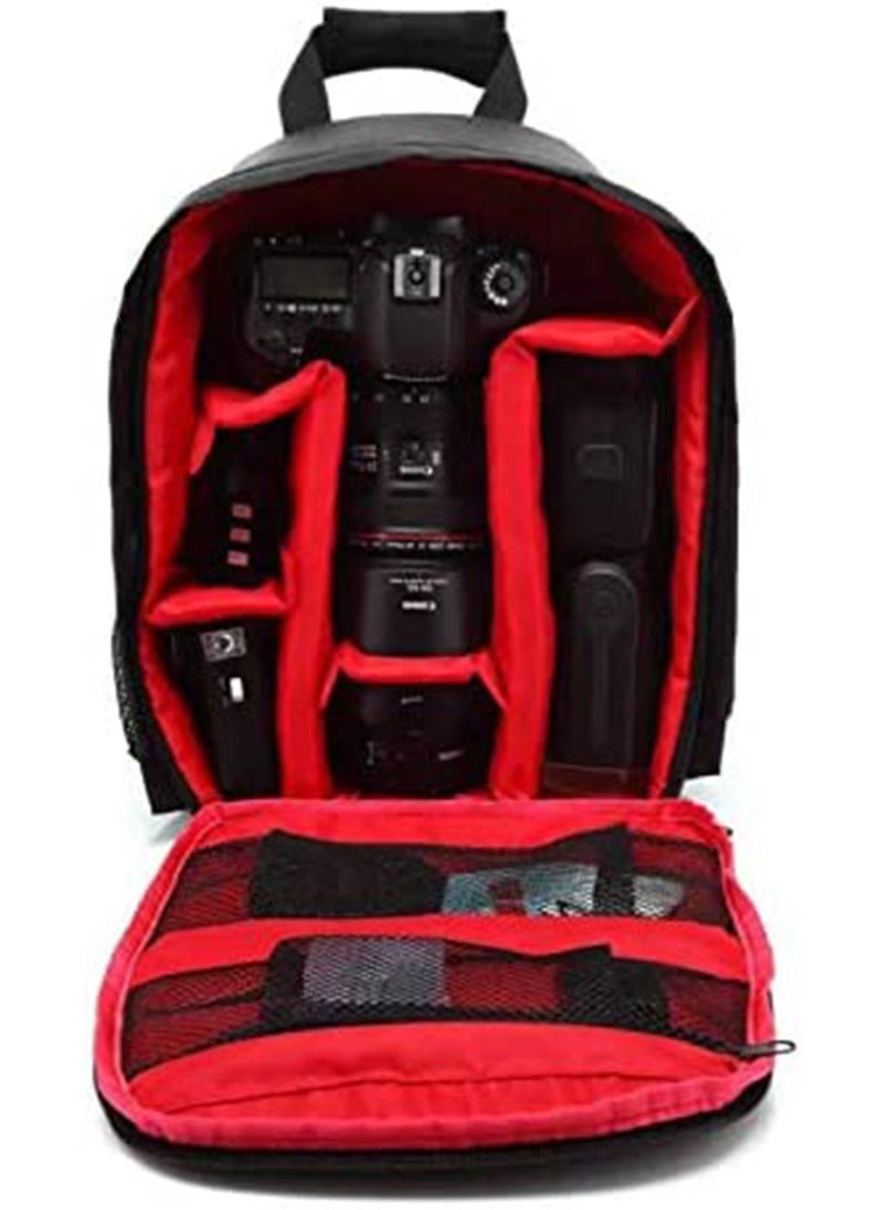 Waterproof DSLR Camera Bag, Shoulder Backpack for Photographers, Shockproof Backpack Hiking Bag (Red)