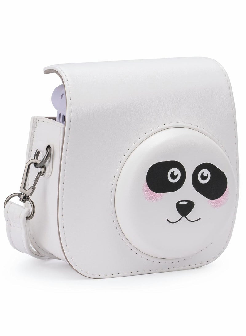 SYOSI PU Leather Camera Case for Fujifilm Instax Mini 11, with Adjustable Strap and Pocket (Panda)