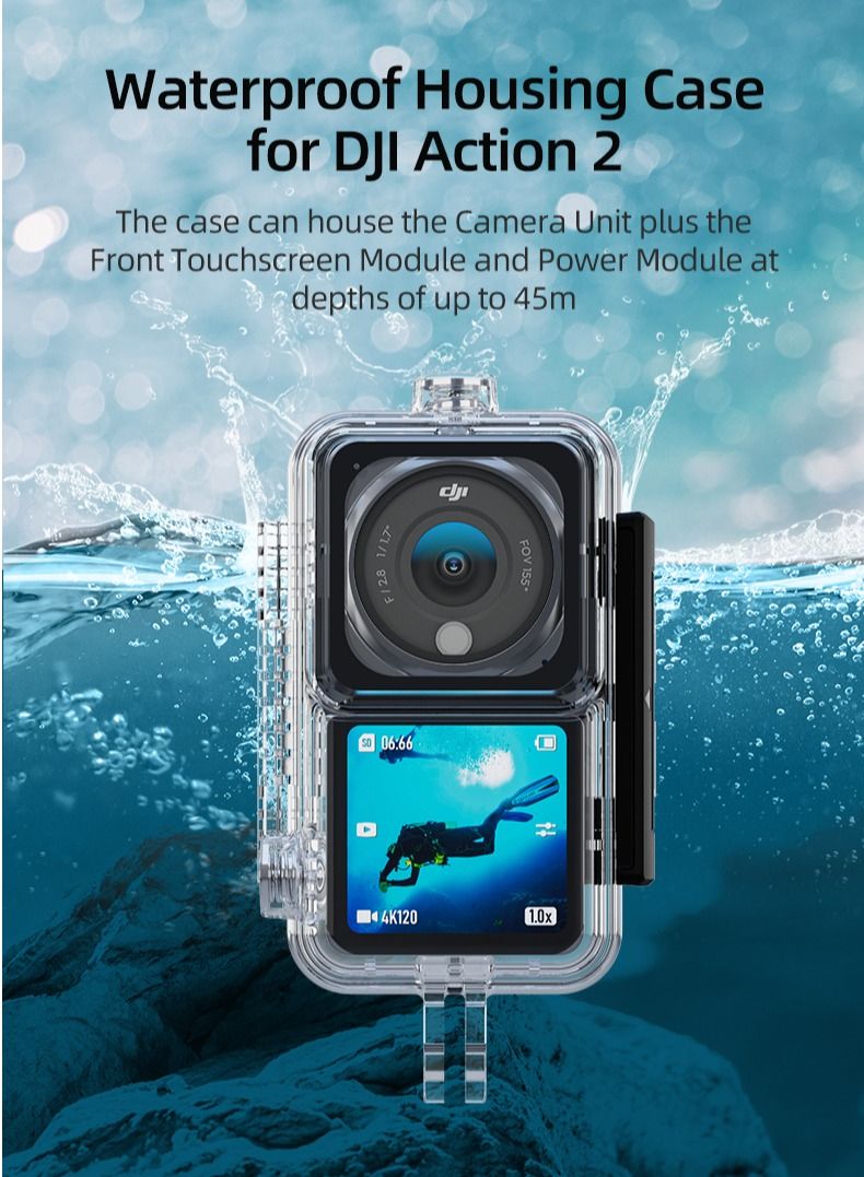 TELESIN Waterproof Case for DJI Action 2