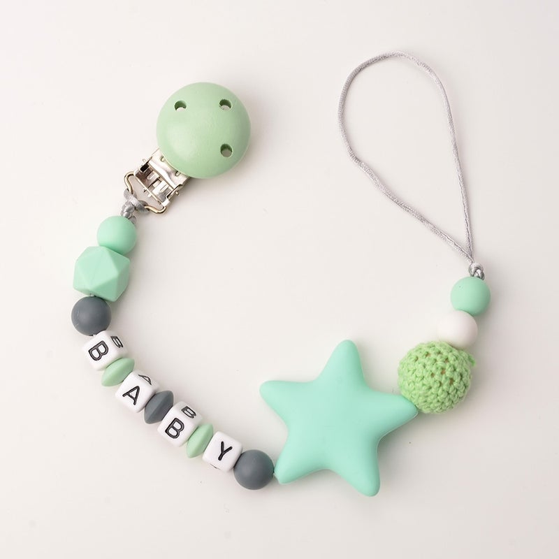 Star Decor Letter Printed Safe Cute Baby's Pacifier Chain