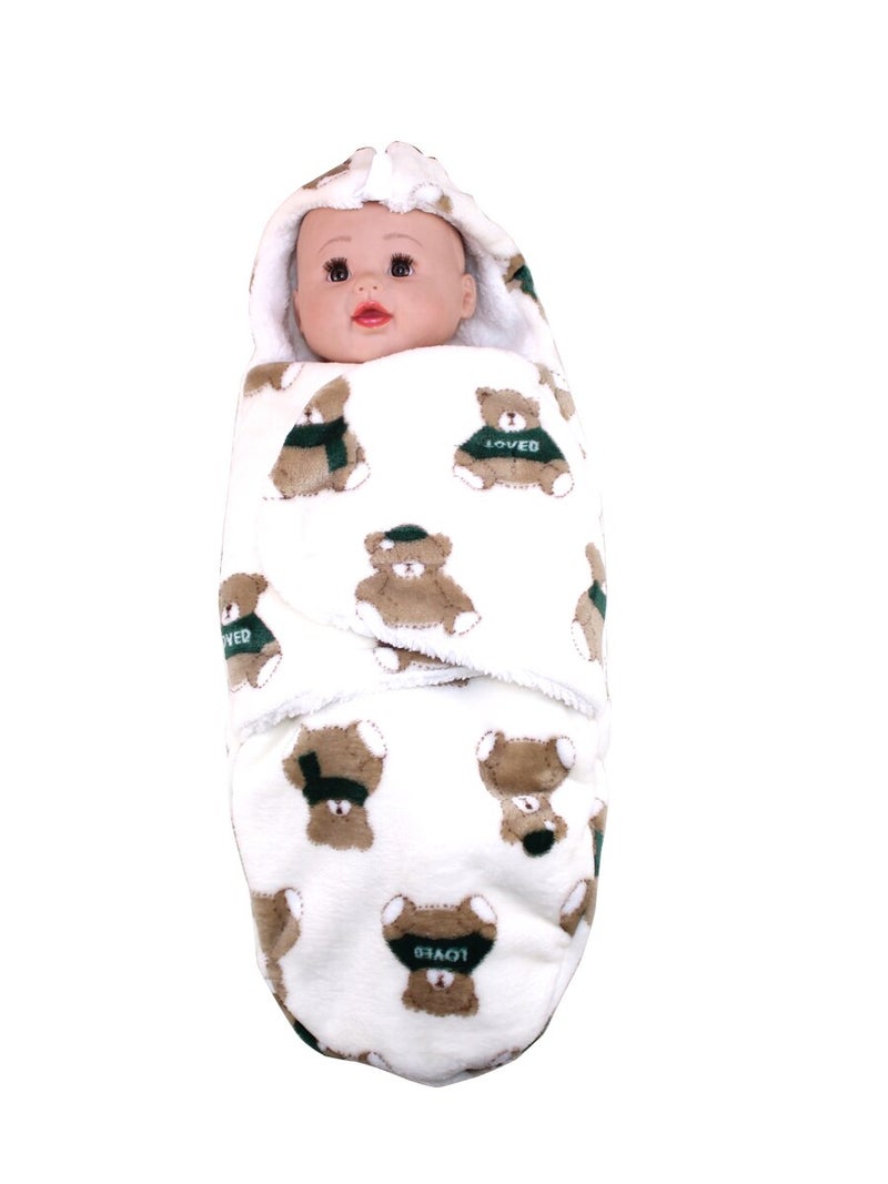 Infant Swaddling  Soft Warm Hooded Wrap Blanket